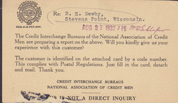 United States Postal Stationery Ganzsache PRIVATE Print CREDIT INTERCHANGE BUREAUS GREEN BAY Wis. 1932 APPLETOWN (Arr.) - 1921-40