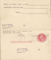 United States Postal Stationery Ganzsache 2/2c. Washington W. Reply Card ENGLISHTOWN COOP ITHACA 1957 NEPTUNE - 1941-60
