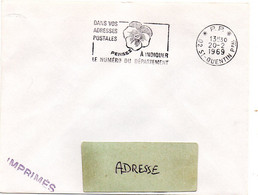 AISNE - Dépt N° 02 = ST QUENTIN Ppal 1969 = FLAMME PP Codée = SECAP ' PENSEZ à INDIQUER NUMERO DEPARTEMENT ' - Código Postal