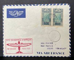 LETTRE DE CONAKRY GUINEE => SENEGAL  PAR AEROMARITIME 1937  PAR 1ER SERVICE AVION COVER - Cartas & Documentos