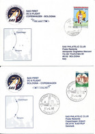 Denmark - Italy SAS First DC-9 Flight Copenhagen - Bologna 11-3-1996 And Return 2 Covers - Lettres & Documents