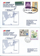 Sweden - Hungary SAS First Fokker 28 Flight Stockholm - Budapest 6-5-1995 And Return 2 Covers - Storia Postale