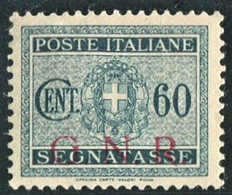 RSI 1944 SEGNATASSE "GNR" 60 C. * GOMMA ORIGINALE F.TO DIENA - Ungebraucht