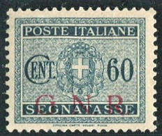 RSI 1944 SEGNATASSE "GNR" 60 C. * GOMMA ORIGINALE F.TO DIENA - Mint/hinged
