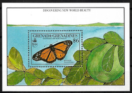 GRENADA GRENADINES 1990  Butterflies, 500 YEARS OF THE DISCOVERY AMERICA , CHRISTOPHER COLUMBUS MNH - Vlinders