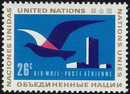 NATIONS UNIES  ( New York)  - Oiseau En Vol, Siège De L'ONU - Poste Aérienne