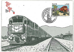 16066   - BRAZIL  - POSTAL HISTORY -  TRAINS : MAXIMUM CARD  1990 - Cartes-maximum