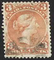 Canada Sc# 25ii Used (b) 1868 3c Rose Red Large Queen - Oblitérés