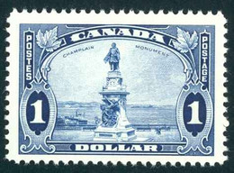 Canada Sc# 227 MH 1935 $1.00 Blue Champlain Statue - Ongebruikt