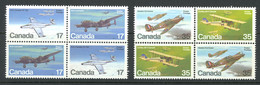 Canada Sc# 874a-876a MNH Block/4 Set/2 1980 17c-35c Military Aircraft - Unused Stamps