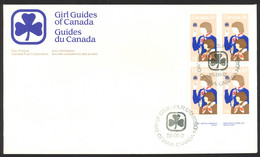 Canada Sc# 1062 FDC Inscription Block 1985 09.12 Girl Guides - 1981-1990