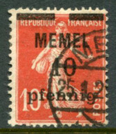 MEMEL 1920  Overprint On 10 Pf. On France 10 C. Used.  Michel 19 - Memelgebiet 1923