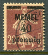 MEMEL 1920  Overprint 40 Pf. On France 20 C. Used.  Michel 22 - Memelgebiet 1923