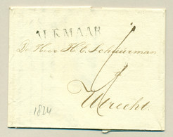 Nederland - 1824 - Complete Vouwbrief Van Alkmaar Naar Utrecht - PEP 6010-09 - ...-1852 Precursores