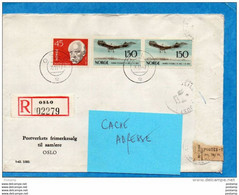 MARCOPHILIE-Lettre REC NORVEGE>Françe-"détériorée Et Réparée PTT Cad 1962 Stamp Flyging N°425+417 - Lettres Accidentées