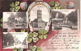 NEUSTRELITZ Mecklenburg Hufeisen Kleeblatt Litho 4 Bilder 10.12.1900 TOP-Erhaltung - Neustrelitz