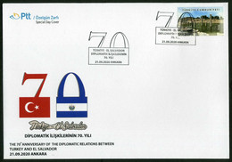 Türkiye 2020 Diplomatic Relations With El Salvador, 70th Anniversary | Flag, Special Cover - Storia Postale