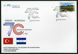 Türkiye 2020 Diplomatic Relations With Honduras, 70th Anniversary | Flag, Special Cover - Cartas & Documentos