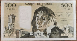 Billet 500 Francs PASCAL 6 - 1 - 1983 FRANCE V.183 - 500 F 1968-1993 ''Pascal''