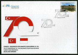 Türkiye 2020 Diplomatic Relations With Indonesia, 70th Anniversary | Flag, Special Cover - Lettres & Documents