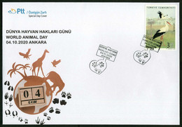 Türkiye 2020 World Animal Day | Heart, Special Cover - Storia Postale