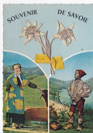Belle Cpsm Dentelée Grand Format. Souvenir De Savoie Avec 2 Edelweiss Réelles Fixées Par Un Ruban - Greetings From...