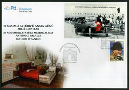 Türkiye 2020 10th November Atatürk Memorial Day, National Palaces, Special Cover - Storia Postale