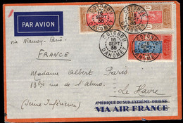 Dahomey (1935) Airmail Letter To France Franked With Scott 65 And 2x Scott 77. - Lettres & Documents