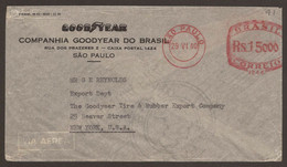 BRAZIL. 1940. COMMERCIAL AIR MAIL COVER. 15,000r RED METER CANCEL. GOODYEAR. - Covers & Documents