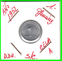 ( REPUBLICA ) REPUBLICA DEMOCRATICA DE ALEMANIA AÑO 1950 ( DDR ) MONEDAS DE 1 PFENNING  CECA-E MONEDA DE  ALUMINIO S/C - 1 Pfennig