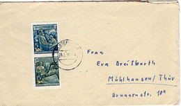 50960 - DDR - 1956 - 5&15Pfg. Ungez. ZDr. A. Engels-Block A. Bf. ELSTERWERDA -> Muehlhausen - Storia Postale