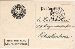 51008 - Deutsches Reich - 1917 - Dienstpostkte Der Uni-Augenklinik Goettingen GOETTINGEN -> Koetzschenbroda - Medizin