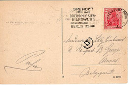 51019 - Deutsches Reich - 40Pfg. Germania EF A AnsKte FRANKFURT - SPENDET FUER DAS OBERSCHLESIER-HILFSWERK -> Belgien - Storia Postale