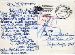 51021 - DDR - 1962 - Unfrank. AnsKte. MAGDEBURG - IV.INTERNATIONALE METALLARBEITER KONFERENZ -> Berlin N65, M. Nachporto - Storia Postale