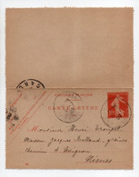 - CARTE-LETTRE SAINT-JULIEN-DE-CASSAGNAS Pour NIMES 8.7.1907 - 10 C. Rouge Semeuse Camée INSCRIPTIONS MAIGRES - Date 703 - Letter Cards