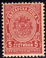 BULGARIA BULGARIE BULGARIEN 1901 1904 POSTAGE DUE SEGNATASSE TAXE TASSE 5s MH - Postage Due