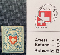1850, Zst 17 II Stein C2 T.22 LU, 5 Rp Rayon I (Schweiz Suisse Switzerland Mi.9 II Befund Urs Hermann SBPV - 1843-1852 Federale & Kantonnale Postzegels