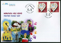 Türkiye 2021 Foster Family Day | Social Work, Convention On The Rights Of The Child, Heart, Special Cover - Storia Postale
