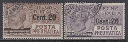 ITALIA - Posta Pneumatica Serie "Leoni"  Sassone N.5-6 - Cat. 270 Euro Usati - Pneumatic Mail