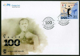 Türkiye 2021 Galip Haktanir (1921- ... ) World's Oldest (100 Year Old) National Football (soccer) Player, Special Cover - Brieven En Documenten