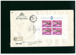 SAN MARINO - FDC 1964 - FOGLIETTO AEREO IN VOLO Lire 1.000  - EB/DE - FDC