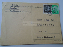 D188252  Germany Deutsches Reich - Postcard - Cancel 1944  Breslau Wroclaw Dr. H. Stolarczyk Sent To Wien - Other & Unclassified