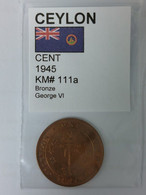 Ceylon - Cent 1945 (KM# 111a) - Sonstige – Asien