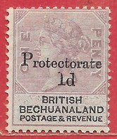 Bechuanaland Protectorat N°2 1d Sur 1p Violet & Noir 1888 * - 1885-1964 Protectoraat Van Bechuanaland