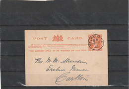 Victoria Melbourne POSTAL CARD To Carlton 1898 - Storia Postale