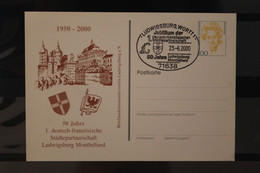 Deutschland 2000; Städtepartnerschaft Ludwigsburg-Montbeliard, Wertstempel Frauen; SST,  Abart, Bitte Lesen - Private Postcards - Used