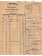 VP19.181 - 1893 - Lettre / Bordereau - Banque Albin HILAIRE à SAINT REMY DE PROVENCE & PARIS Pour ORANGE - Bank & Versicherung