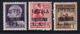 ISTRIA  1945 3 Valori  Sass. N.37/9  MNH** Cv 120 - Autres & Non Classés