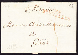 1797 Dépt. Conquis. Roter Stempel "94 BRUXELLES" Auf Faltbrief Nach Gand (Gent) - 1794-1814 (Franse Tijd)