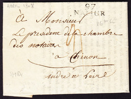 1808 Dépt. Conquis. Schwarzer Stempel "97 NAMUR" 2 Seitig Gedruckter Faltbrief Nach Chinon. - 1794-1814 (Période Française)